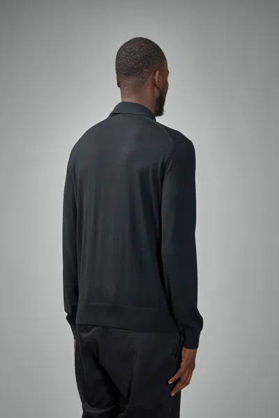 Tom Ford Fine Gauge Pure Wool Ls Polo In Black