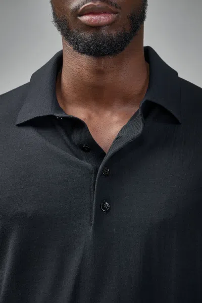 Tom Ford Fine Gauge Pure Wool Ls Polo In Black