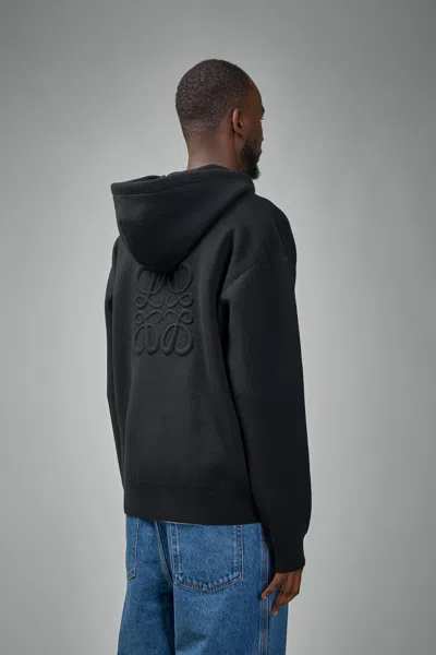 Loewe Mens Black Anagram Relaxed-fit Stretch-wool Blend Hoody In Gray