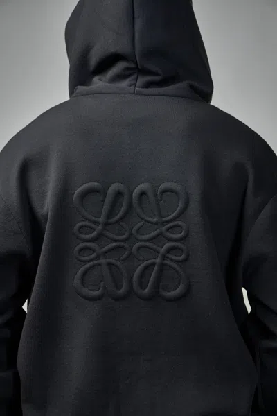 Loewe Mens Black Anagram Relaxed-fit Stretch-wool Blend Hoody In Gray