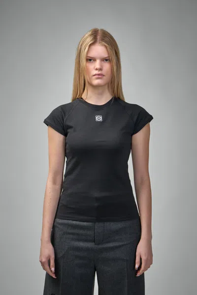 Loewe Black Cotton-blend T-shirt With Anagram Logo Women In Black