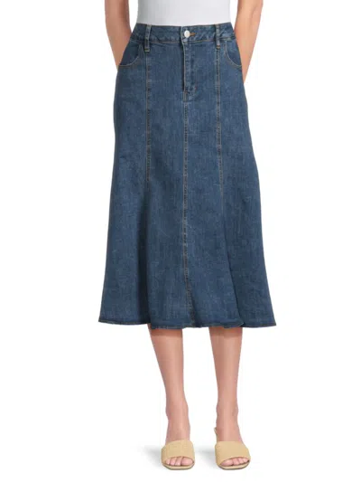Wdny Women's Denim A-line Midi-skirt