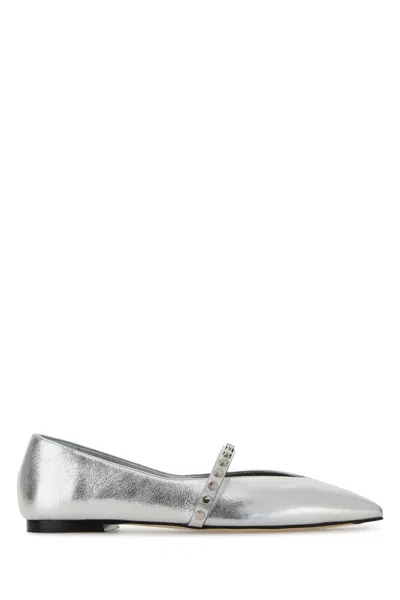 Alexander Mcqueen Lace-up Metallic Pointed Toe Studded Shoes In Silver