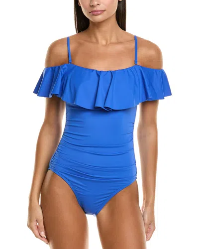 La Blanca Convertible Ruffle One-piece Swimsuit In Blue