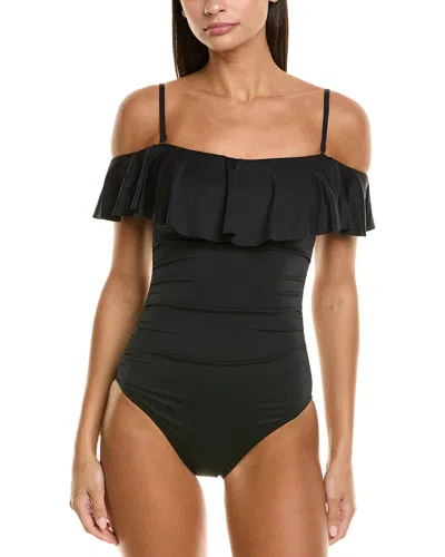 La Blanca Off-shoulder Ruffle One-piece In Black