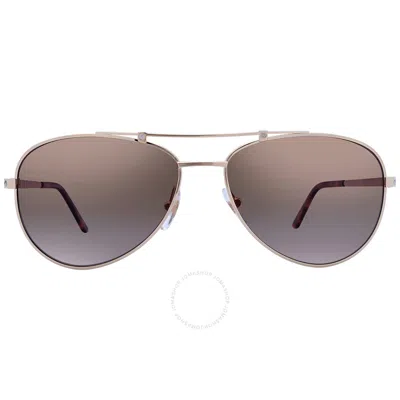 Cartier Santos De  Brown Polarized Pilot Unisex Sunglasses Ct0083s 001 59 In Metallic