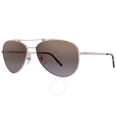 Cartier Santos De  Brown Polarized Pilot Unisex Sunglasses Ct0083s 001 59 In Metallic