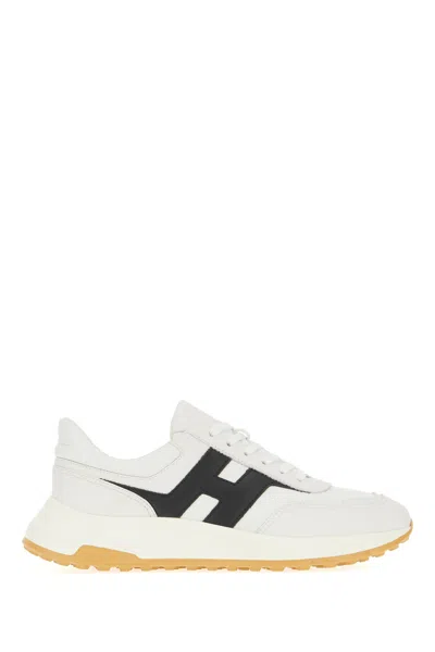 Hogan Lightweight Sneaker With Contrast Panel And Rubber Sole In White