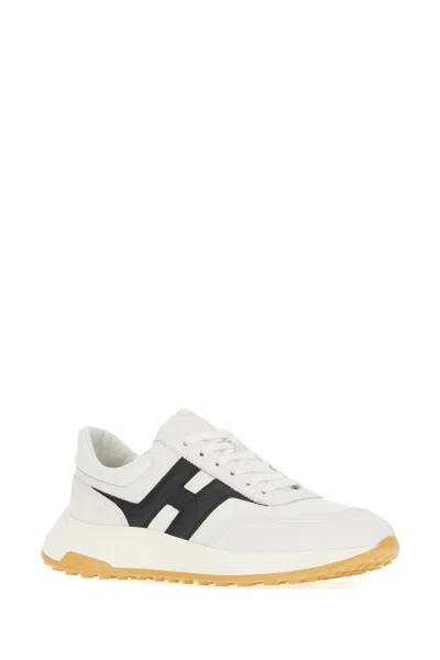 Hogan Lightweight Sneaker With Contrast Panel And Rubber Sole In White