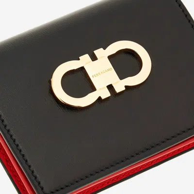 Ferragamo Compact Wallet Gancini In Black
