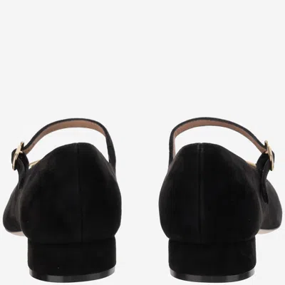 Ferragamo Suede Gancini Heeled Ballerina With Gold Hardware In Black