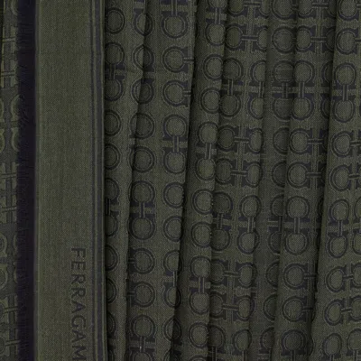 Ferragamo Gancini-patterned Scarf In Black
