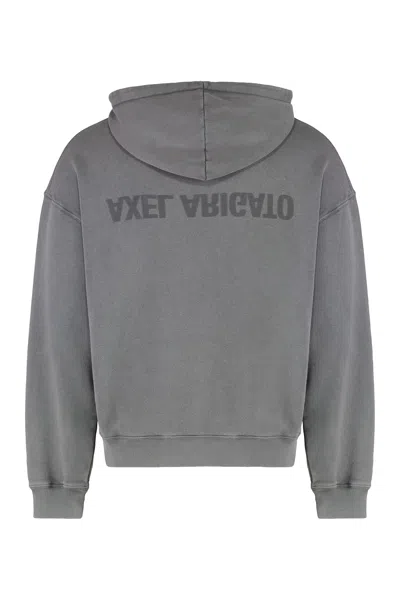 Axel Arigato Cotton Logo Hoodie Kangaroo Pocket In Gray