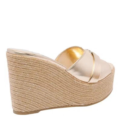 Jimmy Choo Leda Wedges With Metallic Espadrille Sole In Brown