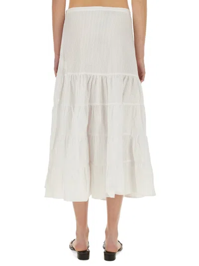 Paloma Wool Long Etoile Stripe Tiered Cotton Maxi Skirt In White