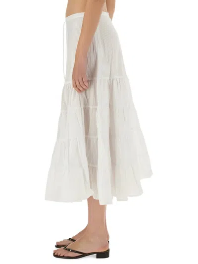 Paloma Wool Long Etoile Stripe Tiered Cotton Maxi Skirt In White