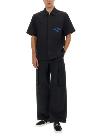 Givenchy Short Sleeves Chest Pockets Shirt In Black
