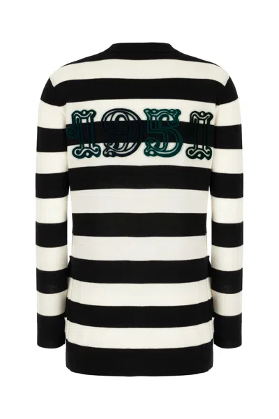 Max Mara Knitwear With Striped Pattern And V-neckline In Black