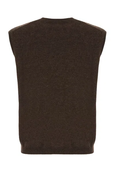 Ferragamo Chocolate Stretch Wool Blend Sleeveless Sweater In Brown