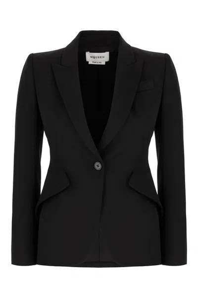 Alexander Mcqueen Upside-down Lapel Jacket In Black