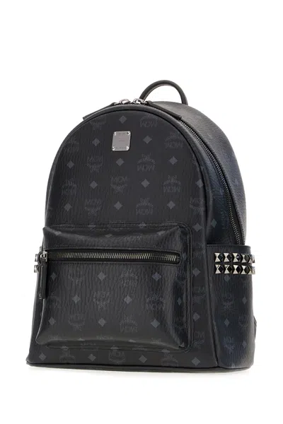 Mcm Printed Synthetic Leather Backpack In Black