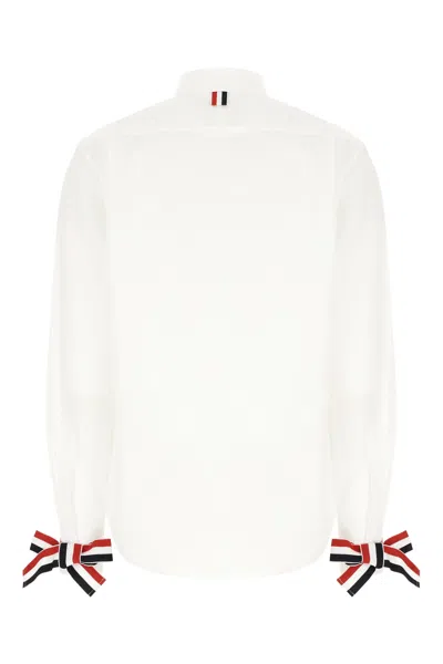 Thom Browne Poplin Shirt Ribbon Detail In White