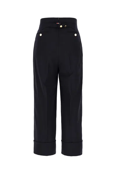 Thom Browne Midnight Blue Wool Pants In Black
