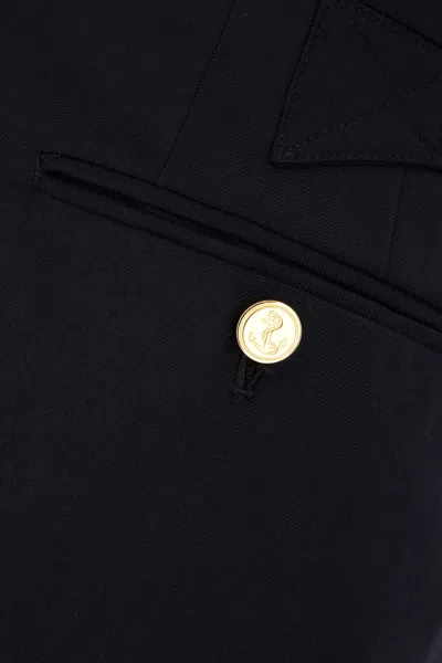 Thom Browne Midnight Blue Wool Pants In Black
