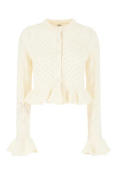 Chloé Latte-colored Crochet Cardigan In Blend In Neutral