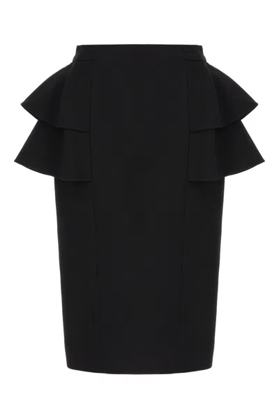 Valentino Couture Crepe High-waisted Skirt With Ruffle Detail In Black