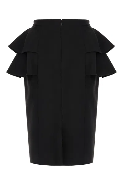 Valentino Couture Crepe High-waisted Skirt With Ruffle Detail In Black