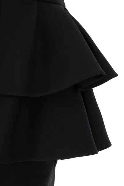 Valentino Couture Crepe High-waisted Skirt With Ruffle Detail In Black