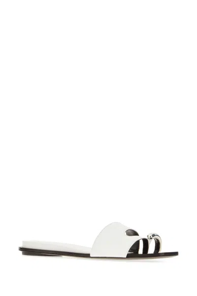 Tory Burch White Leather Pierced Thong Sandals