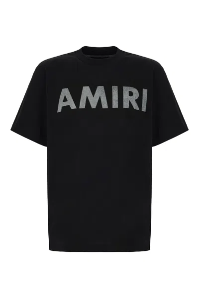 Amiri Black Cotton T-shirt With Bold Logo Statement In Black
