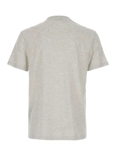 Tom Ford White Crewneck T-shirt With Tf Embroidery In Lyocell And Cotton Blend Man In Gray
