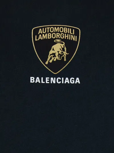 Balenciaga Black Hoodie With Fixed Hood And Logo Print On The Front In Cotton Man In Black