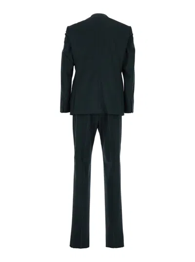 Emporio Armani Grey Single-breasted Suit With Notched Revers In Blue