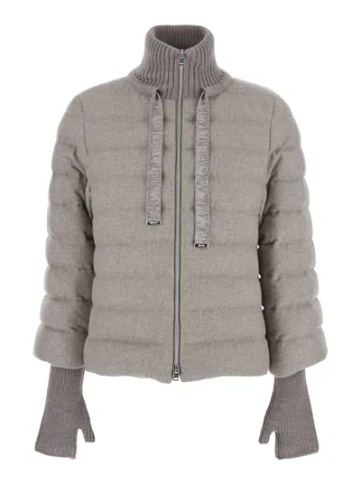 Herno Quilted High-neck Jacket In Gray