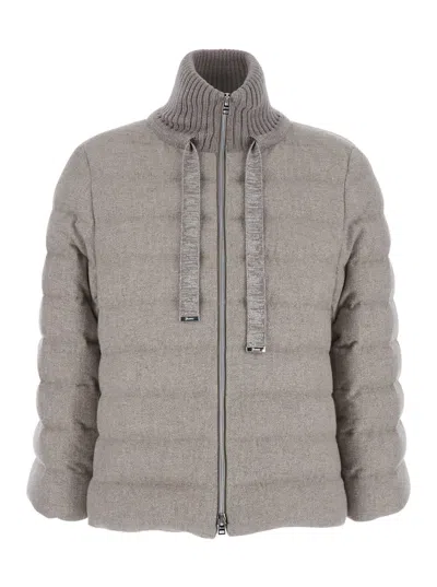 Herno Quilted High-neck Jacket In Gray