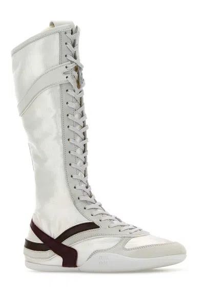 Miu Miu Two-tone Tech Fabric And Suede Gymnasium Boots
