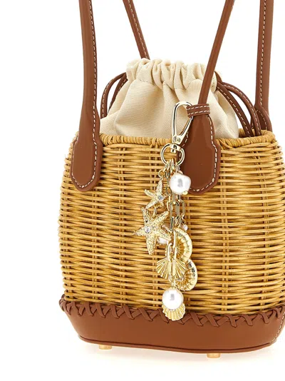 Self-portrait Self Portrait 'rattan Charm Shoulder Bag' Shoulder Bag In Brown
