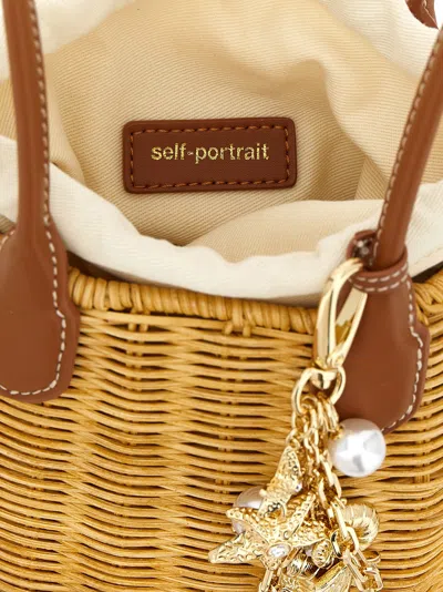 Self-portrait Self Portrait 'rattan Charm Shoulder Bag' Shoulder Bag In Brown