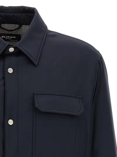 Kiton Overshirt Padded Long Sleeves In Blue