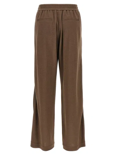 Brunello Cucinelli Elastic Waistband Wide Leg Trousers With Side Stripe Detail