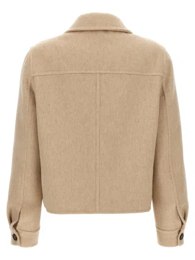 Brunello Cucinelli Cashmere Coat With Notched Collar And Double-breasted Design In Neutral