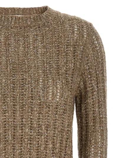 Brunello Cucinelli Rustic Dazzling Net Sweaters And Cardigans Beige