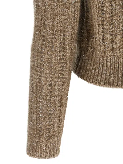 Brunello Cucinelli Rustic Dazzling Net Sweaters And Cardigans Beige