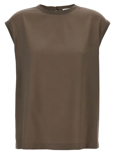Brunello Cucinelli Silk Crewneck Blouse With Back Button Closure