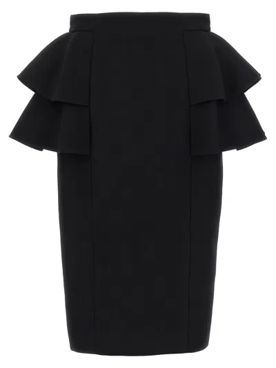 Valentino Couture Crepe High-waisted Skirt With Ruffle Detail