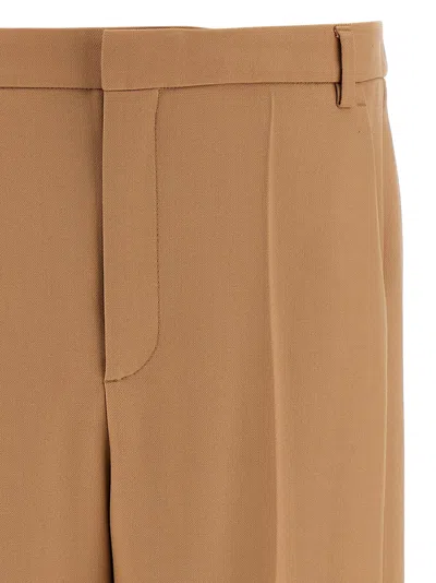 Valentino Wool Pants With Cuffed Hem And Pleated Front In Brown